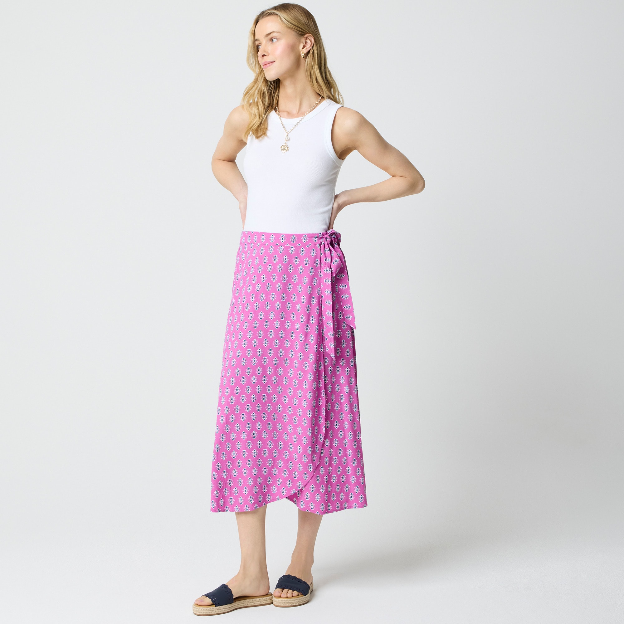 Factory: Printed Faux-wrap Skirt For Women