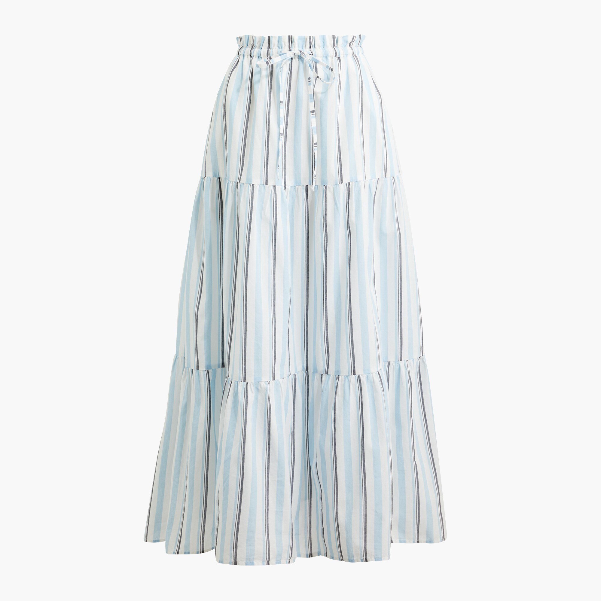 Paper-bag tiered midi skirt