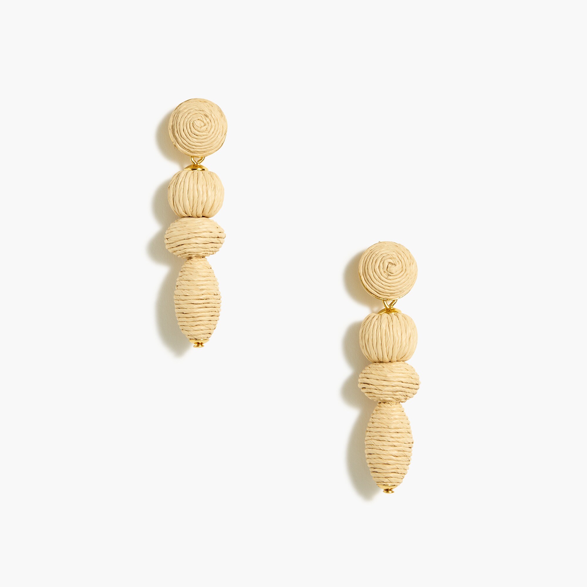 factory: raffia wrapped drop earrings for women, right side, view zoomed