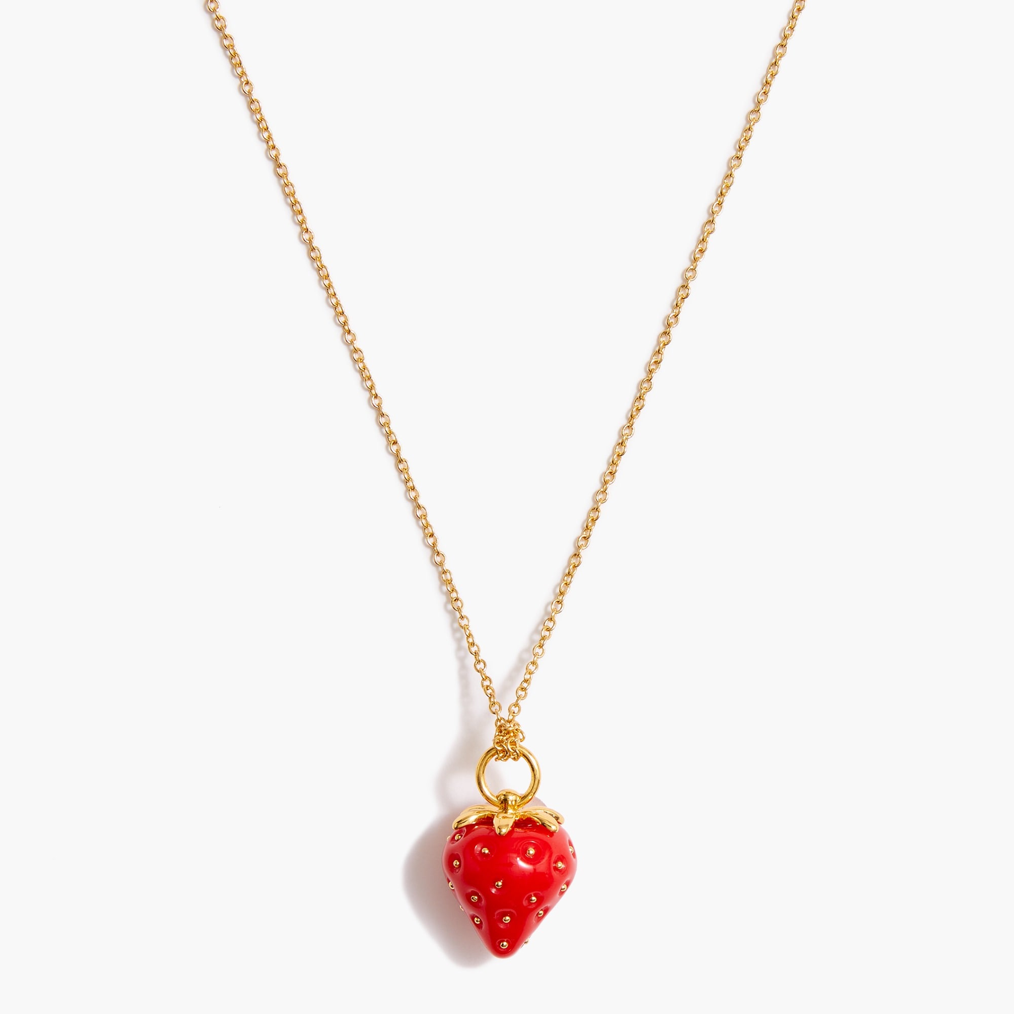 Enamel strawberry pendant necklace