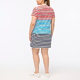 Short-sleeve mixed-stripe T-shirt dress