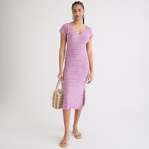 womens V-neck space-dyed knit dress