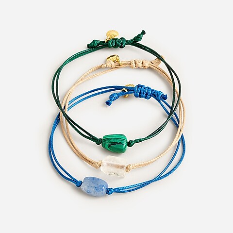 womens Semiprecious stone pull-tie bracelet pack