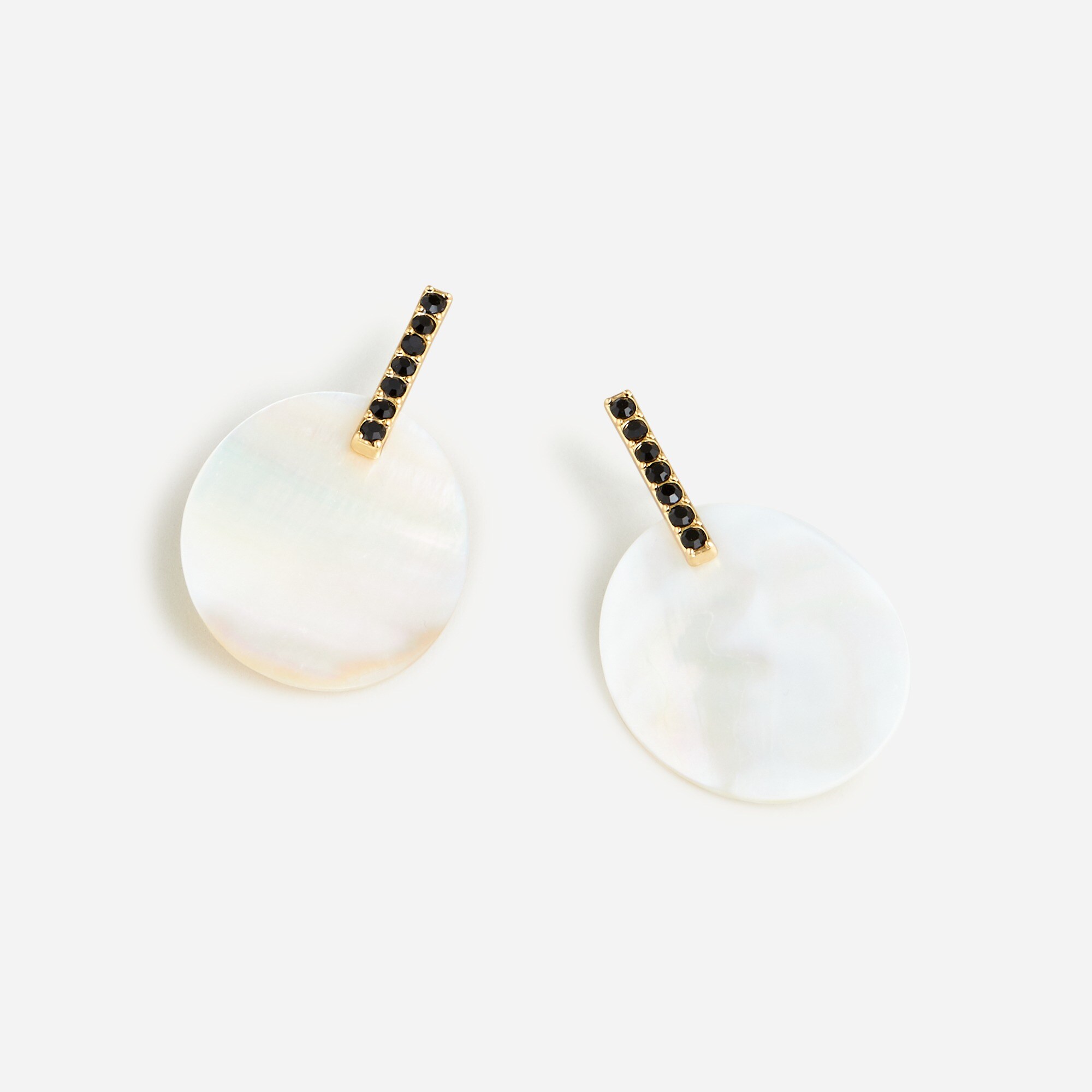 Pavé and mother-of-pearl disc earrings