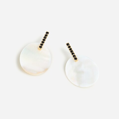 womens Pavé and mother-of-pearl disc earrings