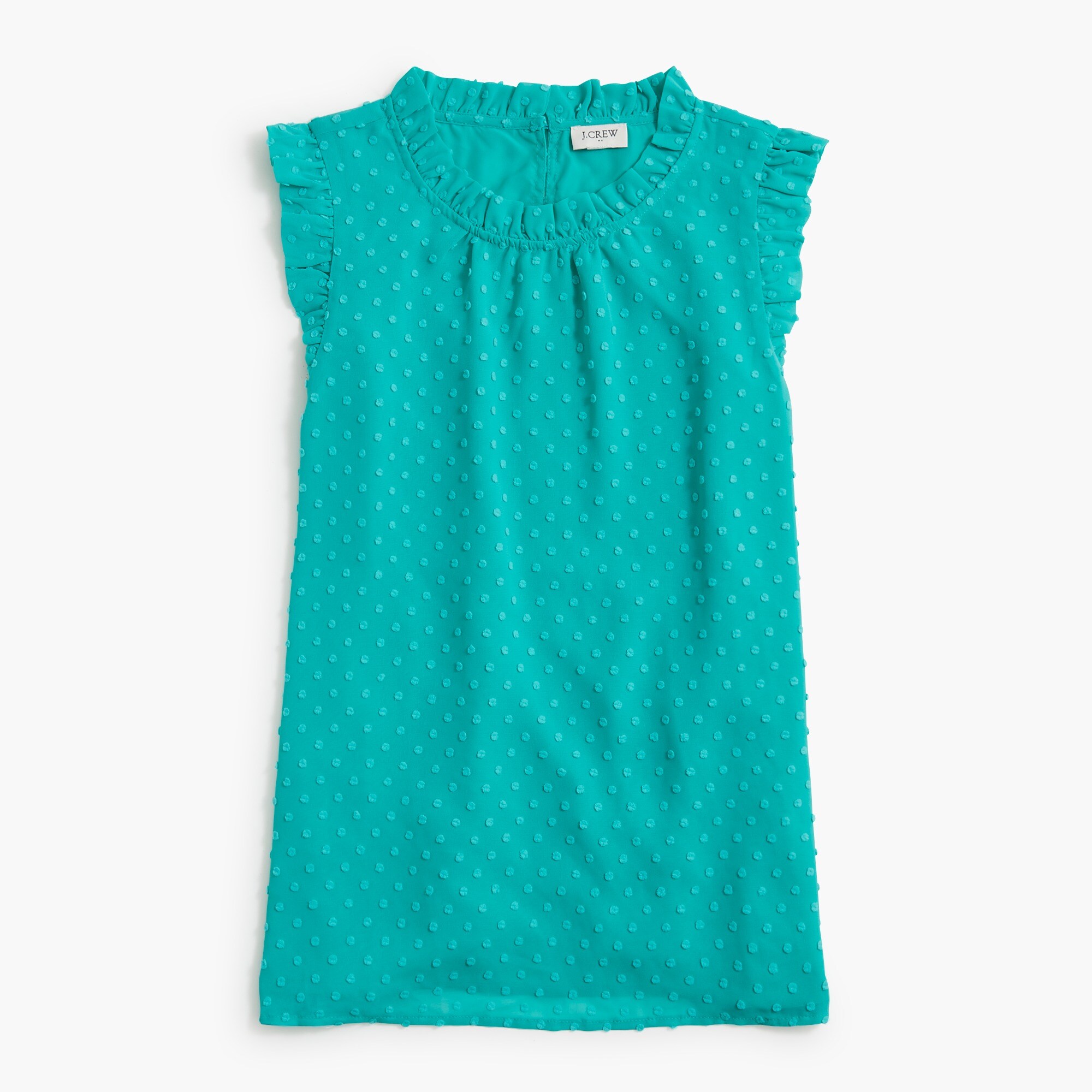  Sleeveless ruffleneck top in clip dot