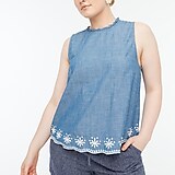 Chambray high-neck swing top