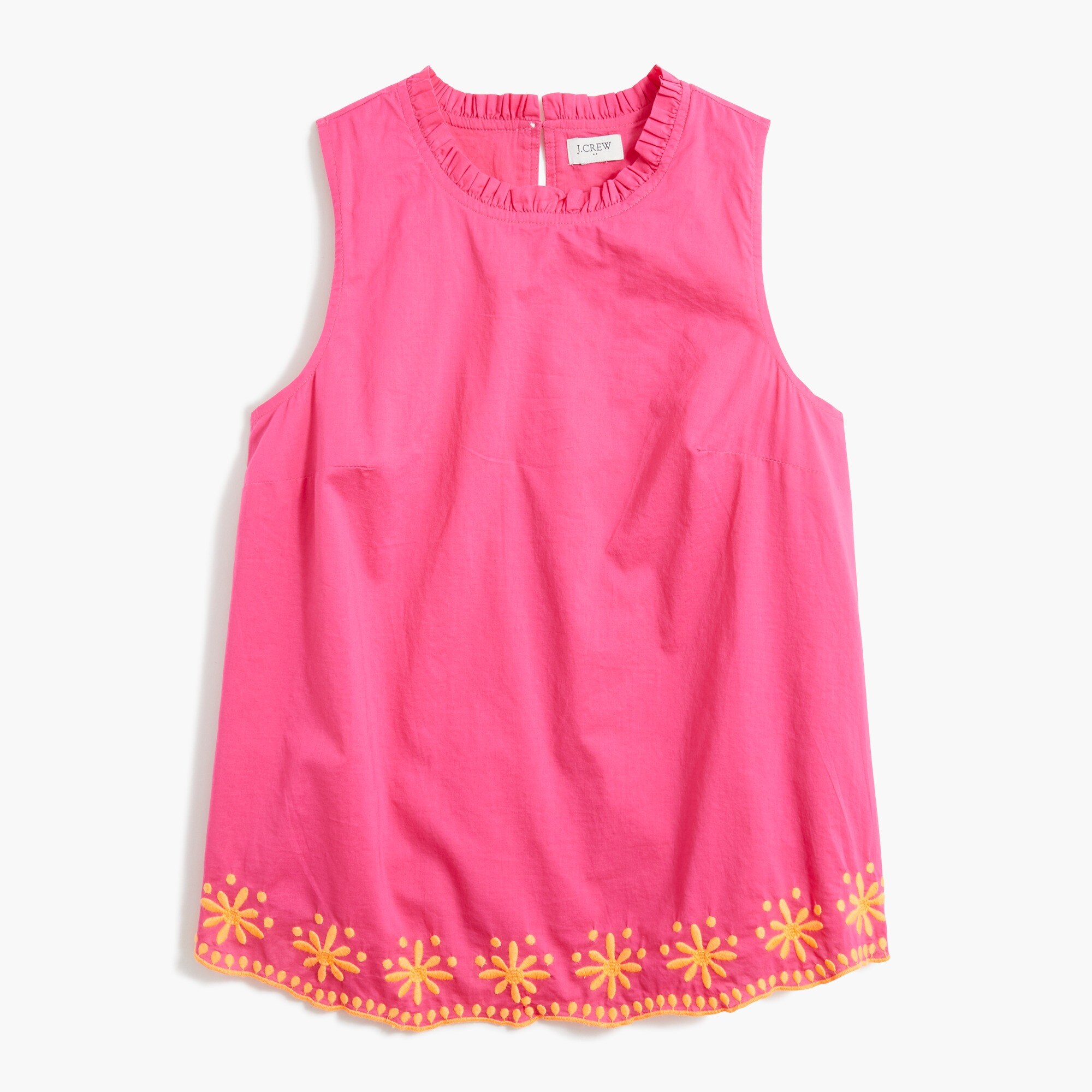 Cotton high-neck swing top with embroidery