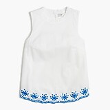 Cotton high-neck swing top with embroidery