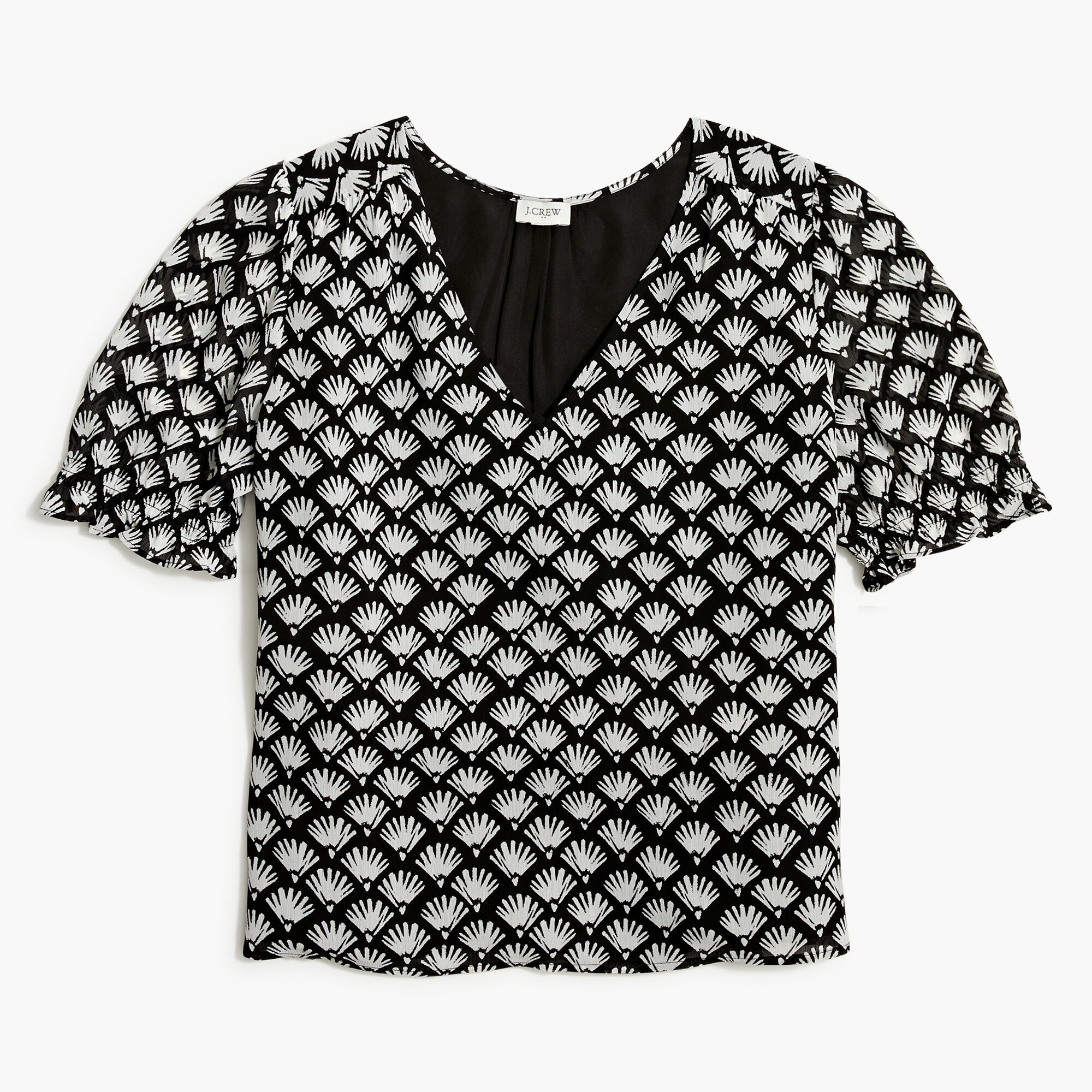 smocked crinkle puff-sleeve top for women