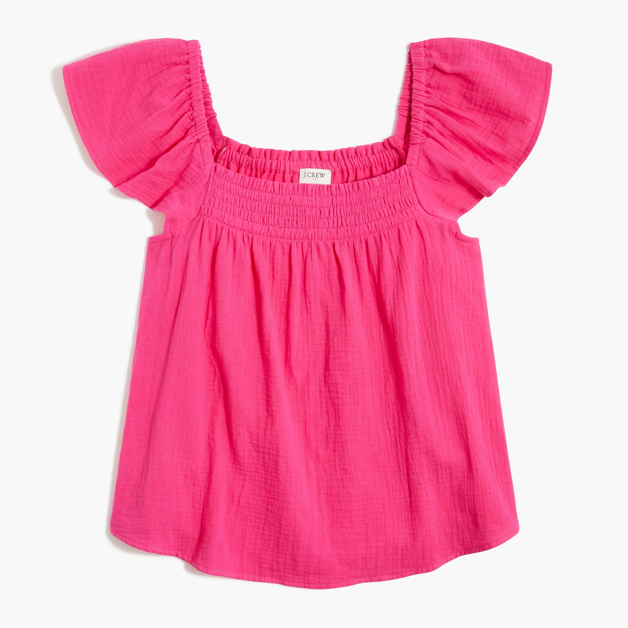 Smocked Gauze Flutter-sleeve Top For Women | Factory