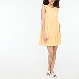 Linen-blend ruffle-sleeve printed tiered mini dress
