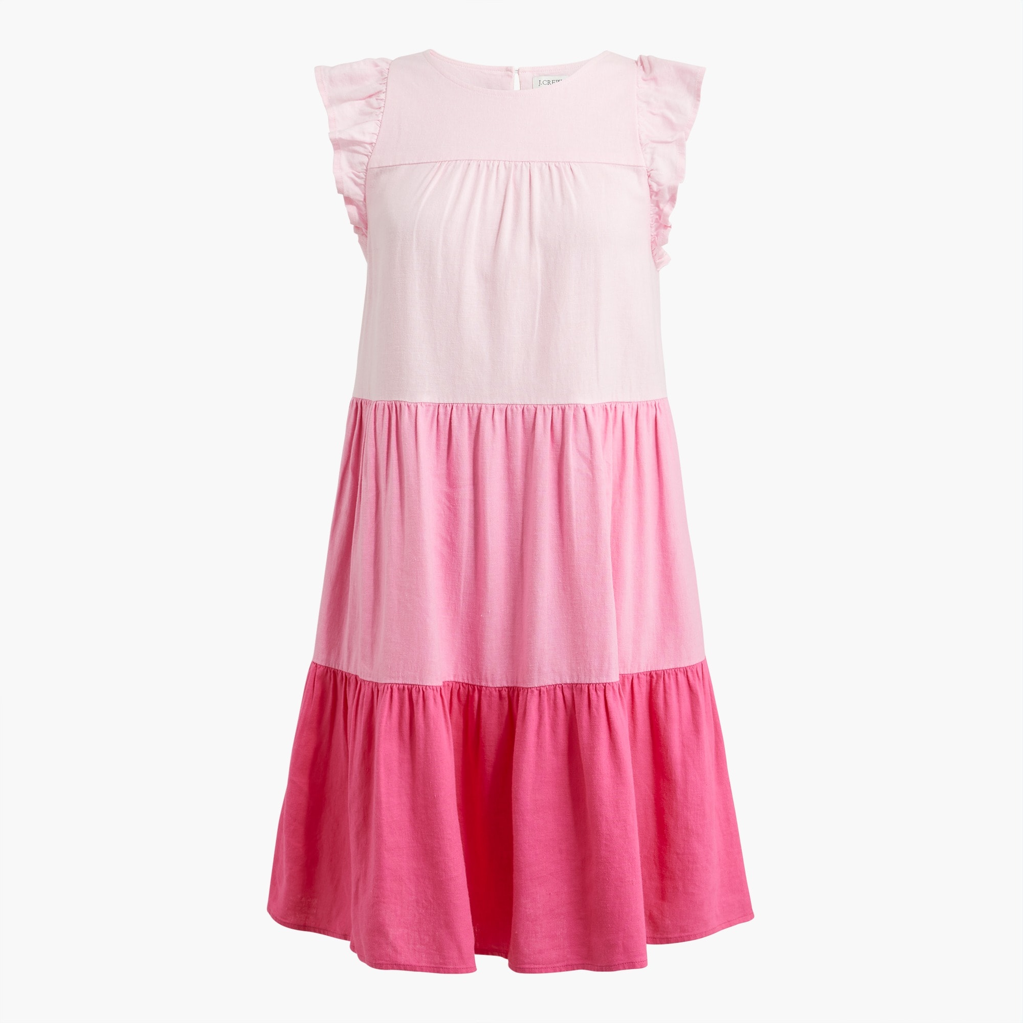 Factory: Linen-blend Ruffle-sleeve Tiered Mini Dress For Women
