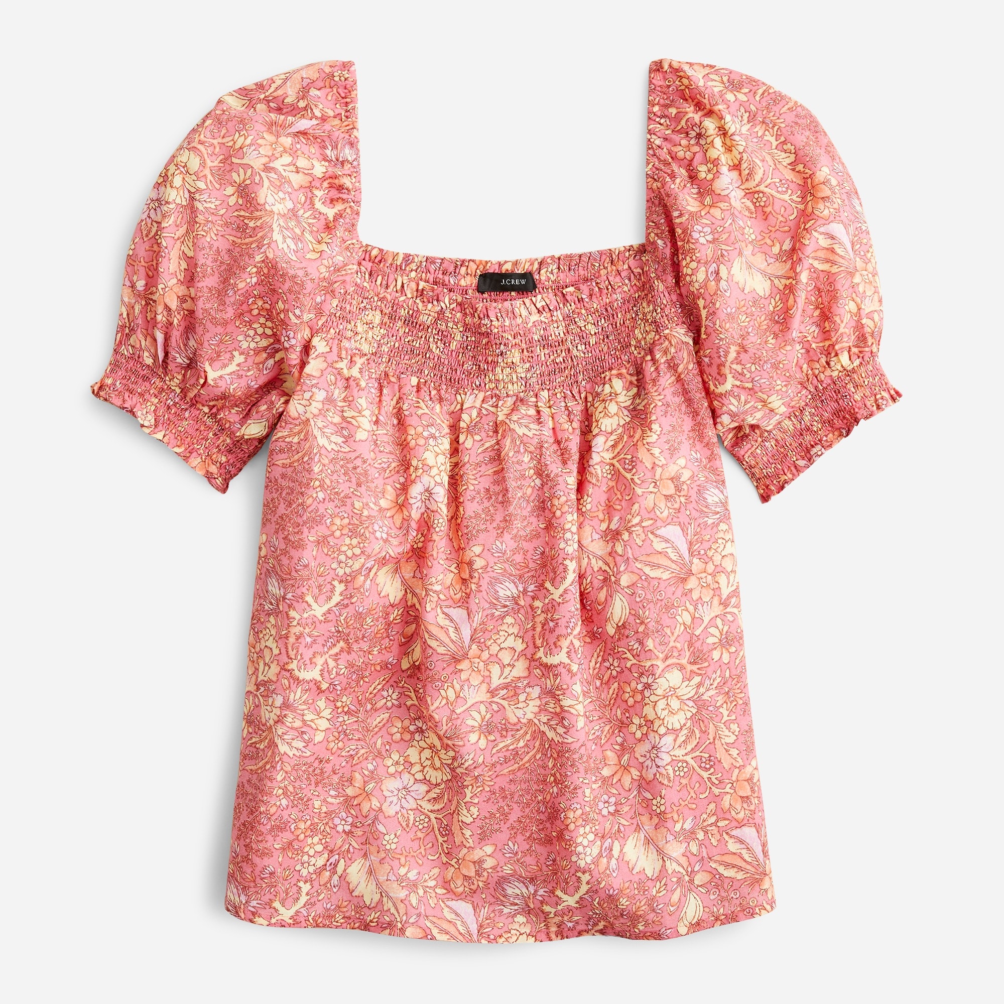 Squareneck Puff-sleeve Cotton-blend Voile Top In Bouquet - J.Crew