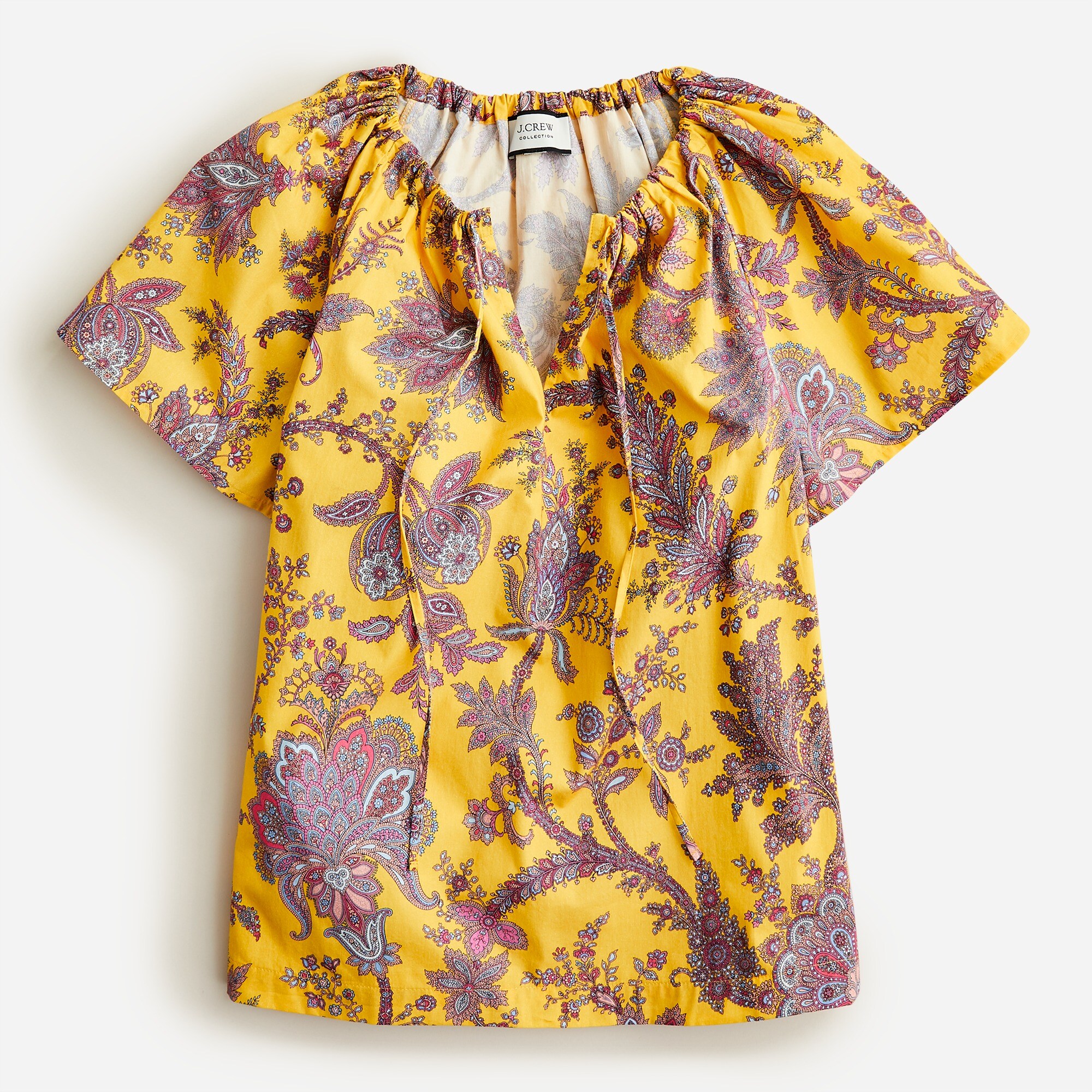 Collection Tie-neck Cotton Poplin Top In Ratti® Golden