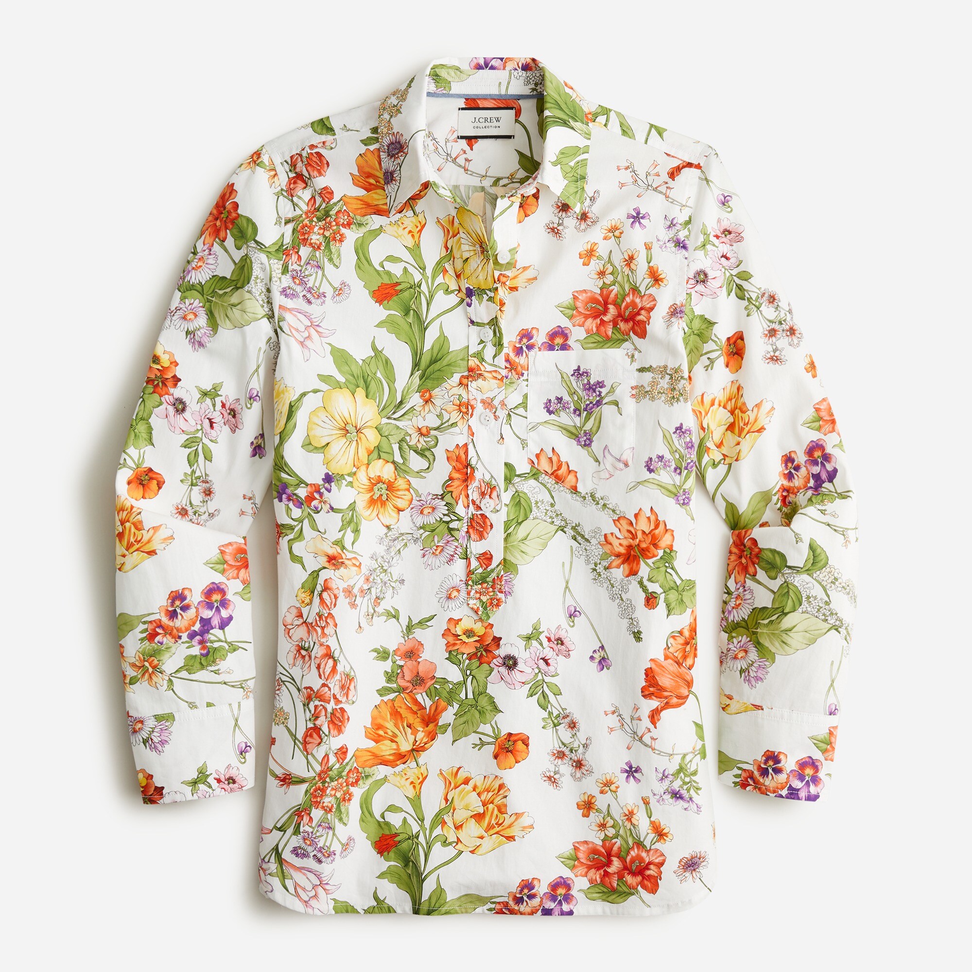 Classic-fit Cotton Poplin Popover Top In Ratti® Tropical
