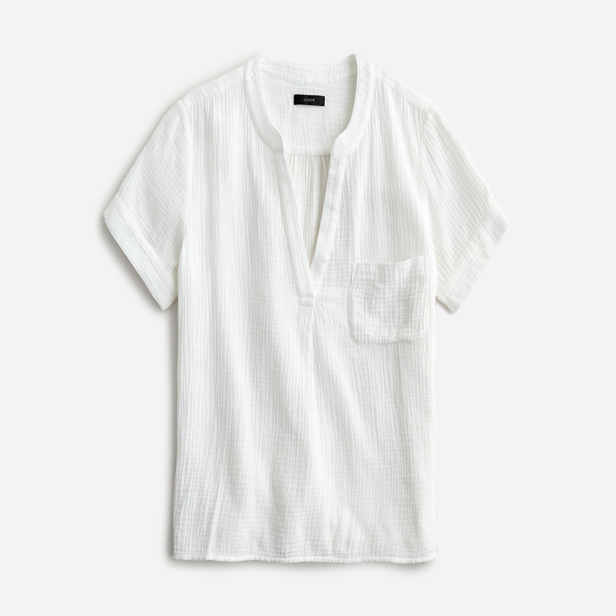 V-neck double-gauze popover