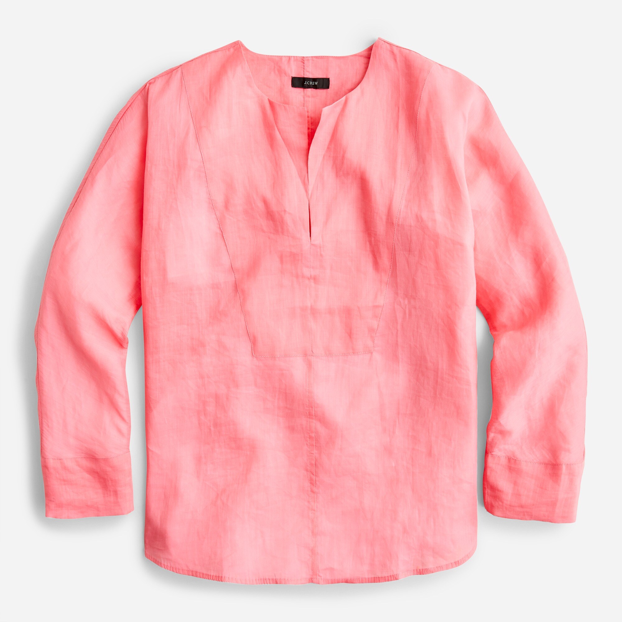 Long-sleeve ramie tunic top