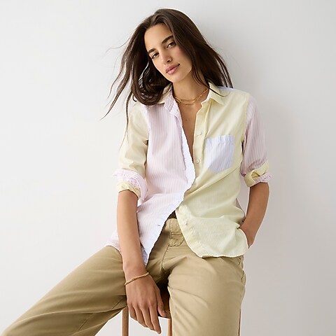 womens Classic-fit cotton poplin shirt in cocktail stripe