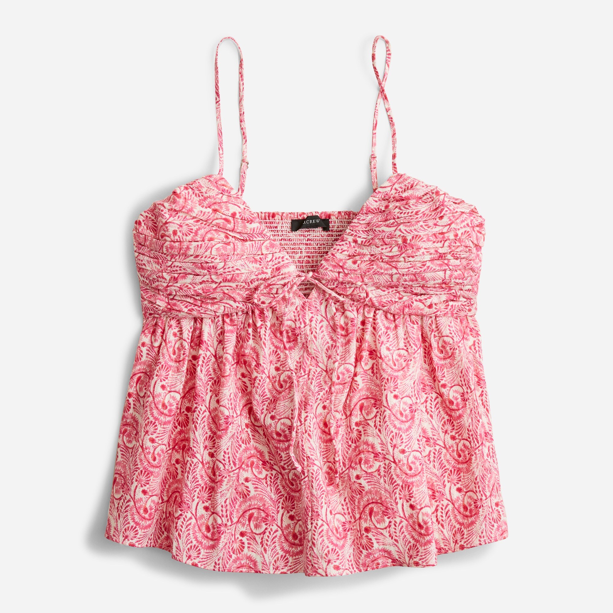Gathered Lurex® gauze camisole in pink dandelions