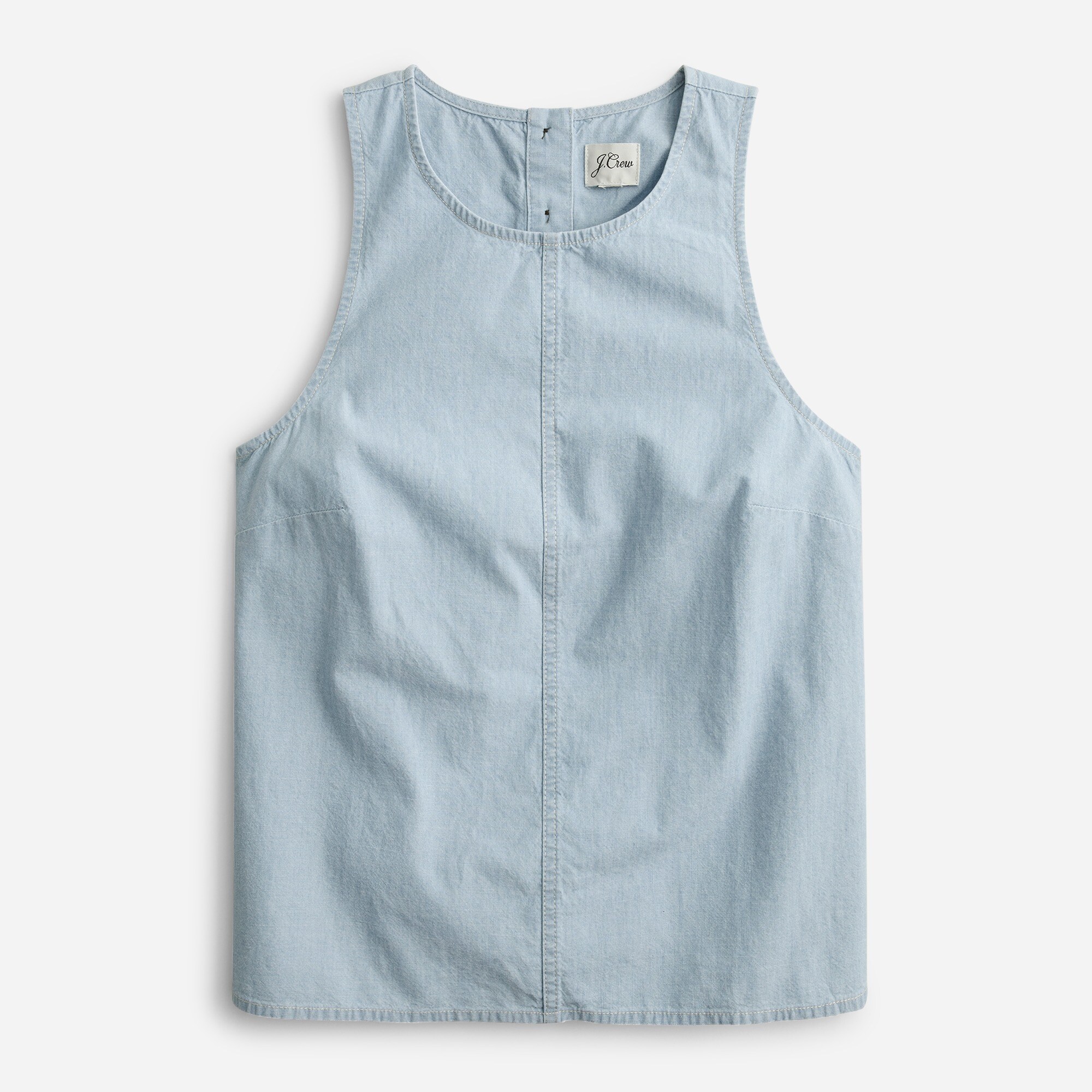 Button-back chambray tank top