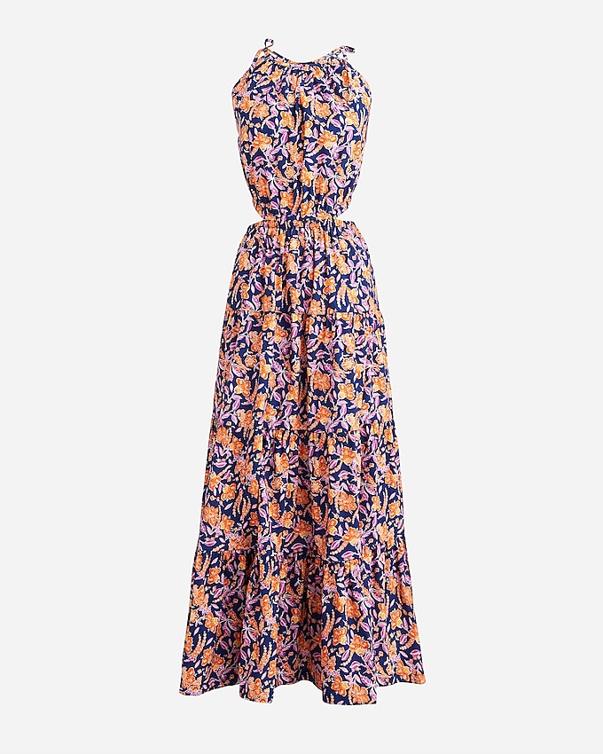 J.Crew: Harbor Side-cutout Dress In Painted Block Print For Women