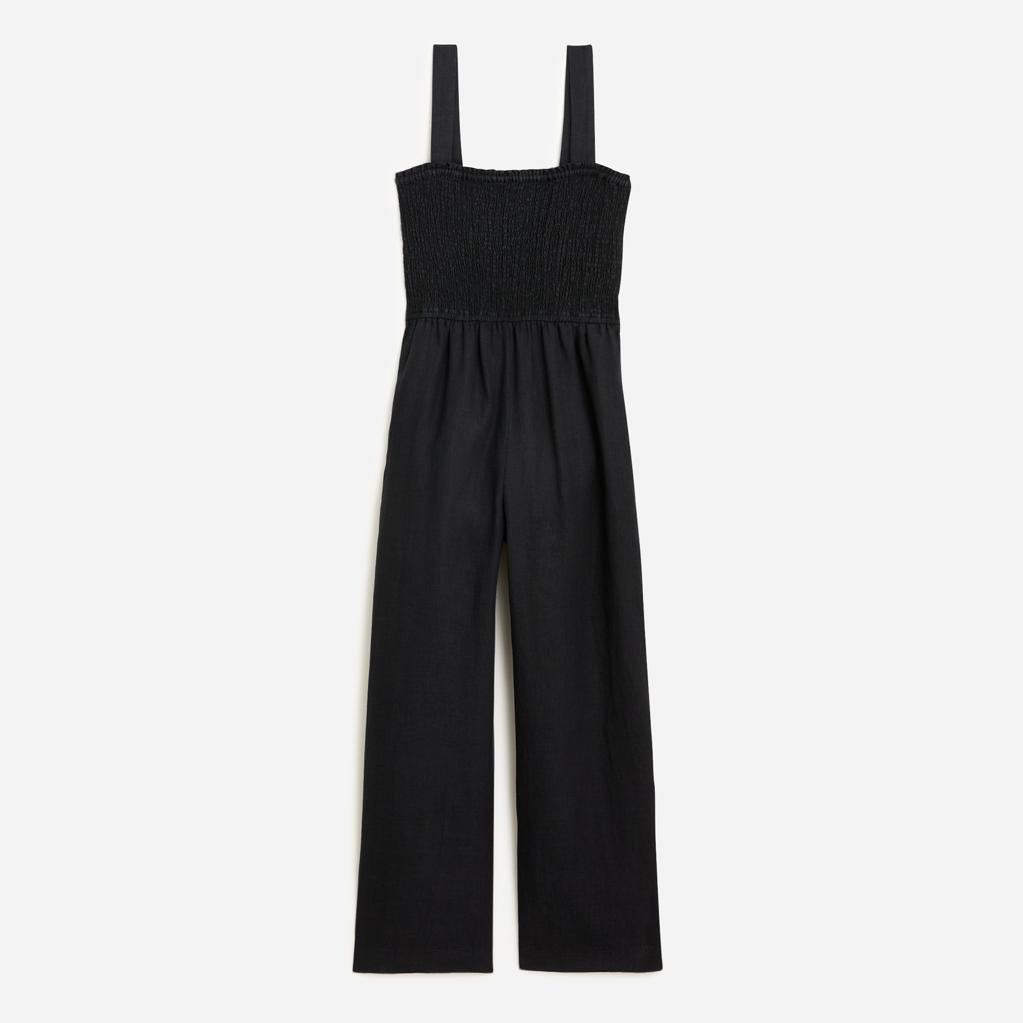 Smocked linen jumpsuit