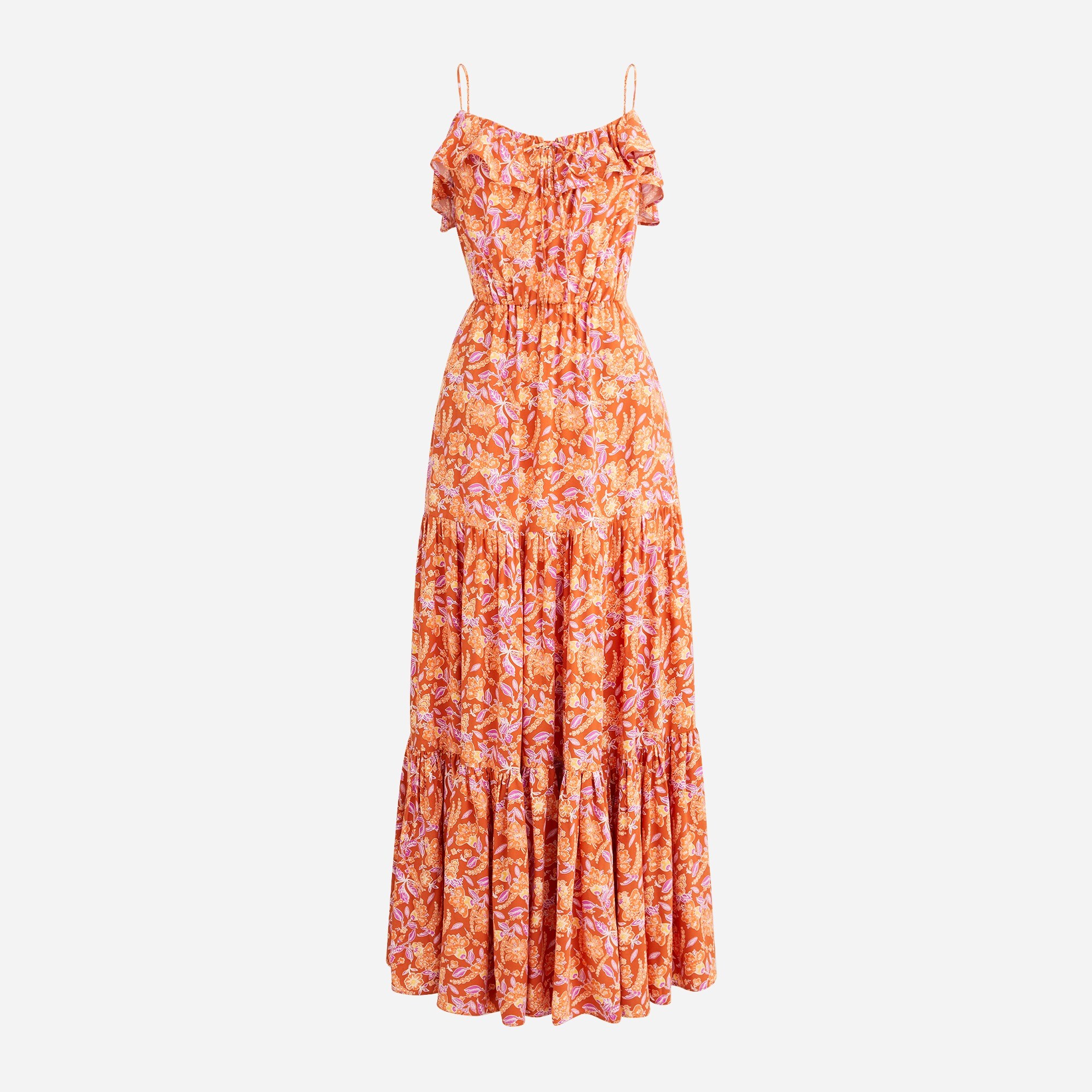 Tiered Maxi Dress In Painted Block Print For Women | J.Crew