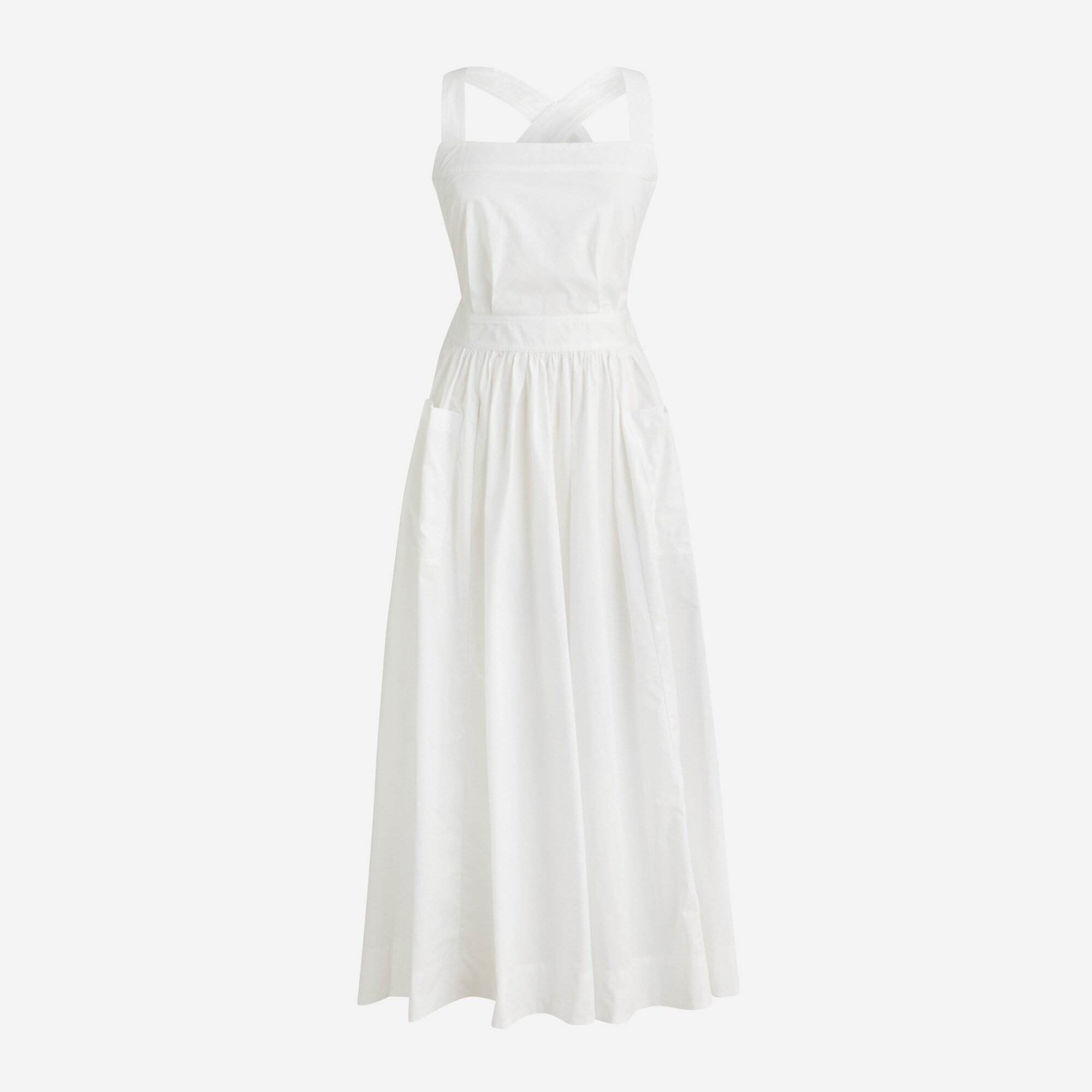 cotton poplin apron dress with convertible straps Cotton Poplin Apron Dress With Convertible Straps For Women