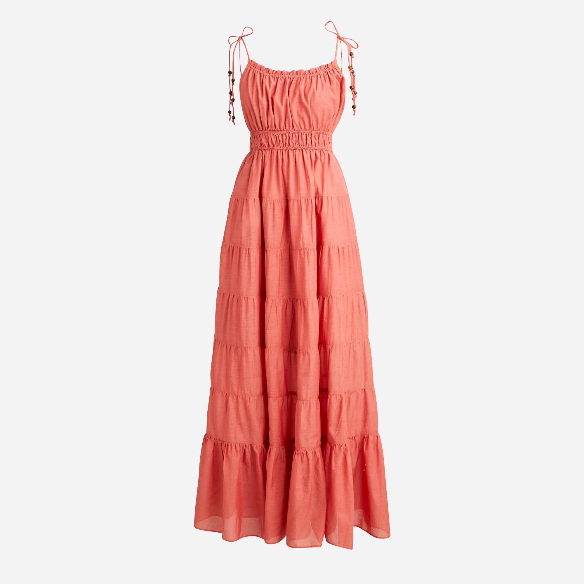 J.Crew: Tie-shoulder Cotton Voile Tiered Dress For Women