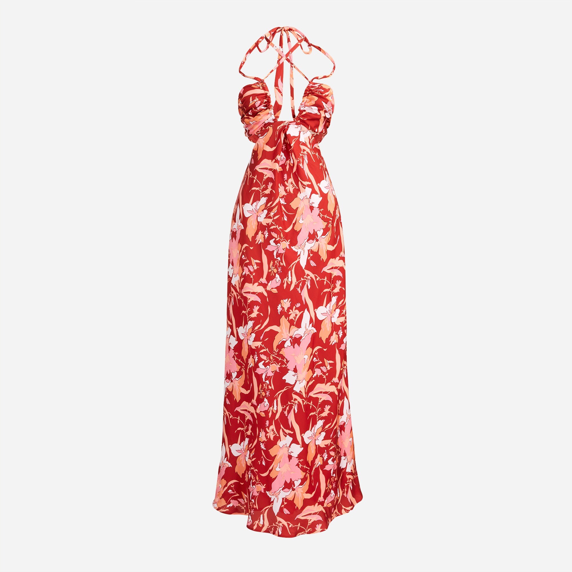 open lace back dress Emese Floral Pleated Maxi Dress