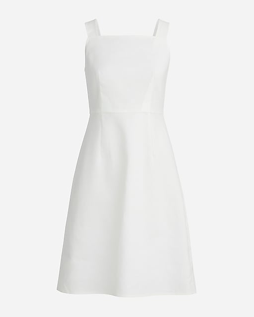  Petite squareneck A-line dress in stretch linen blend