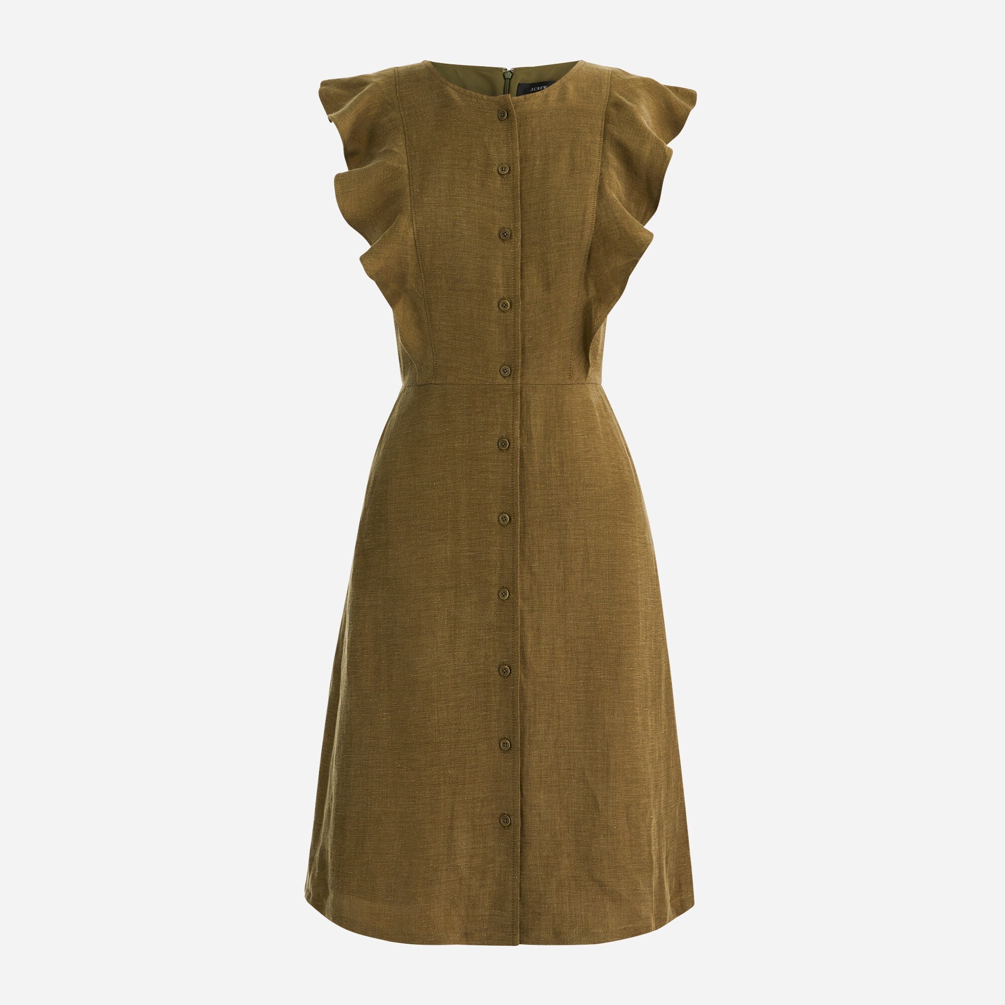 Ruffle-sleeve Linen-cupro Blend Dress For Women | J.Crew