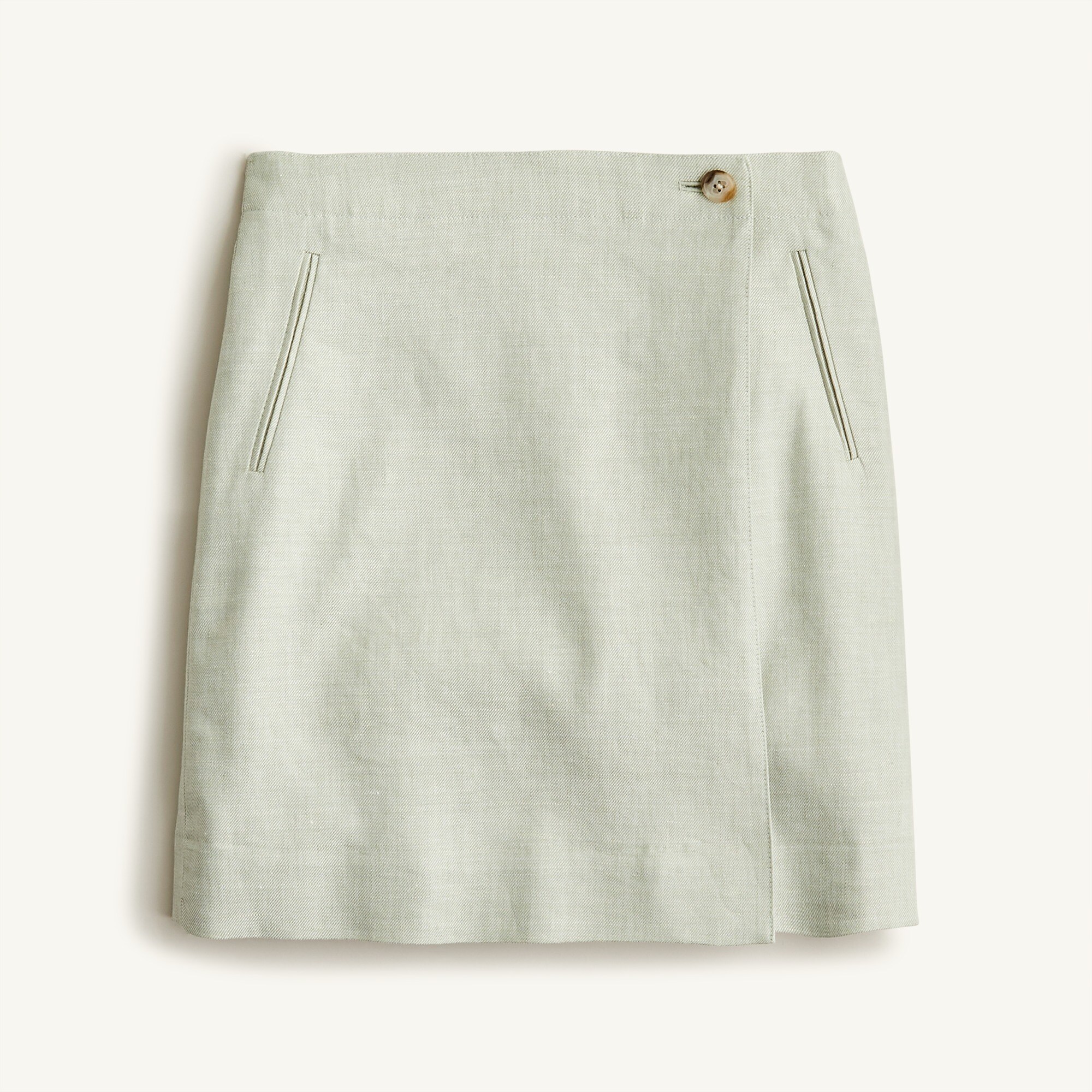Wrap skirt in stretch linen blend