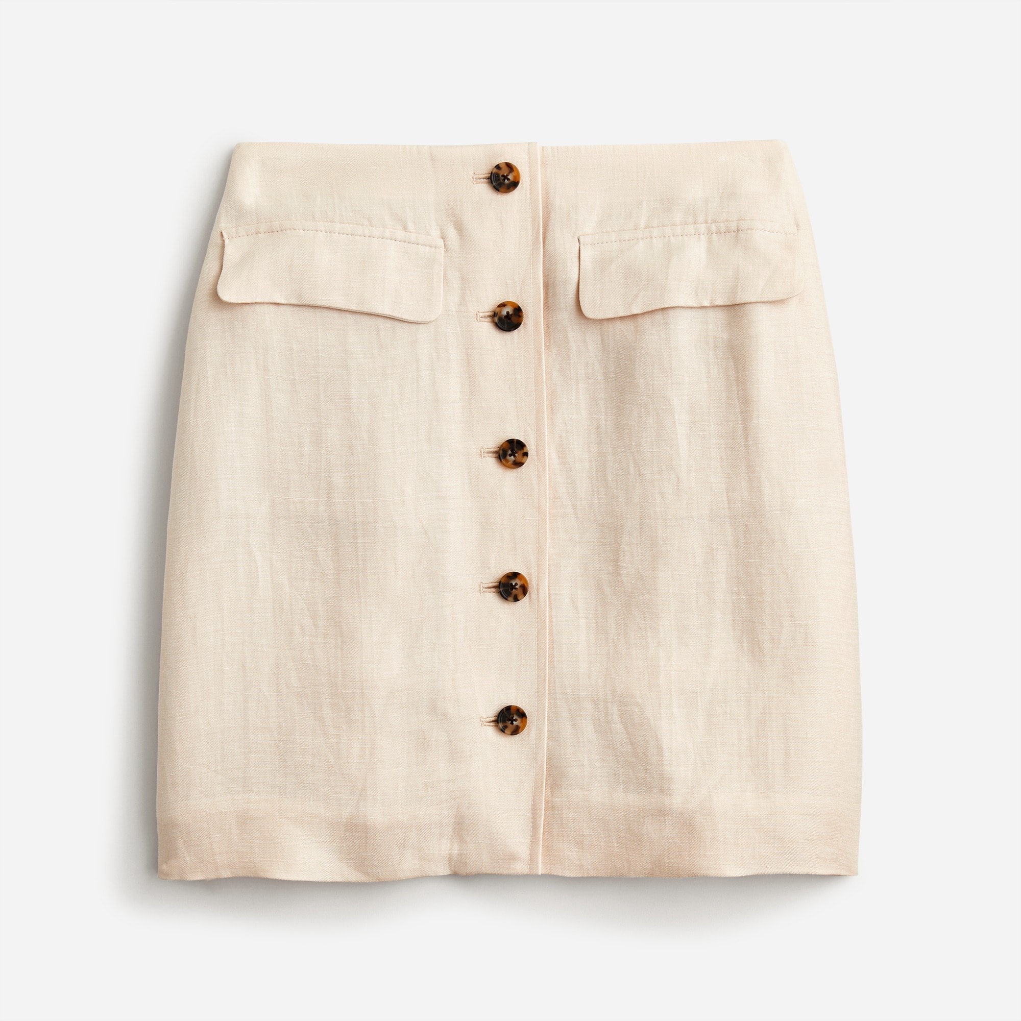 Button-front Linen-cupro Blend Skirt For Women
