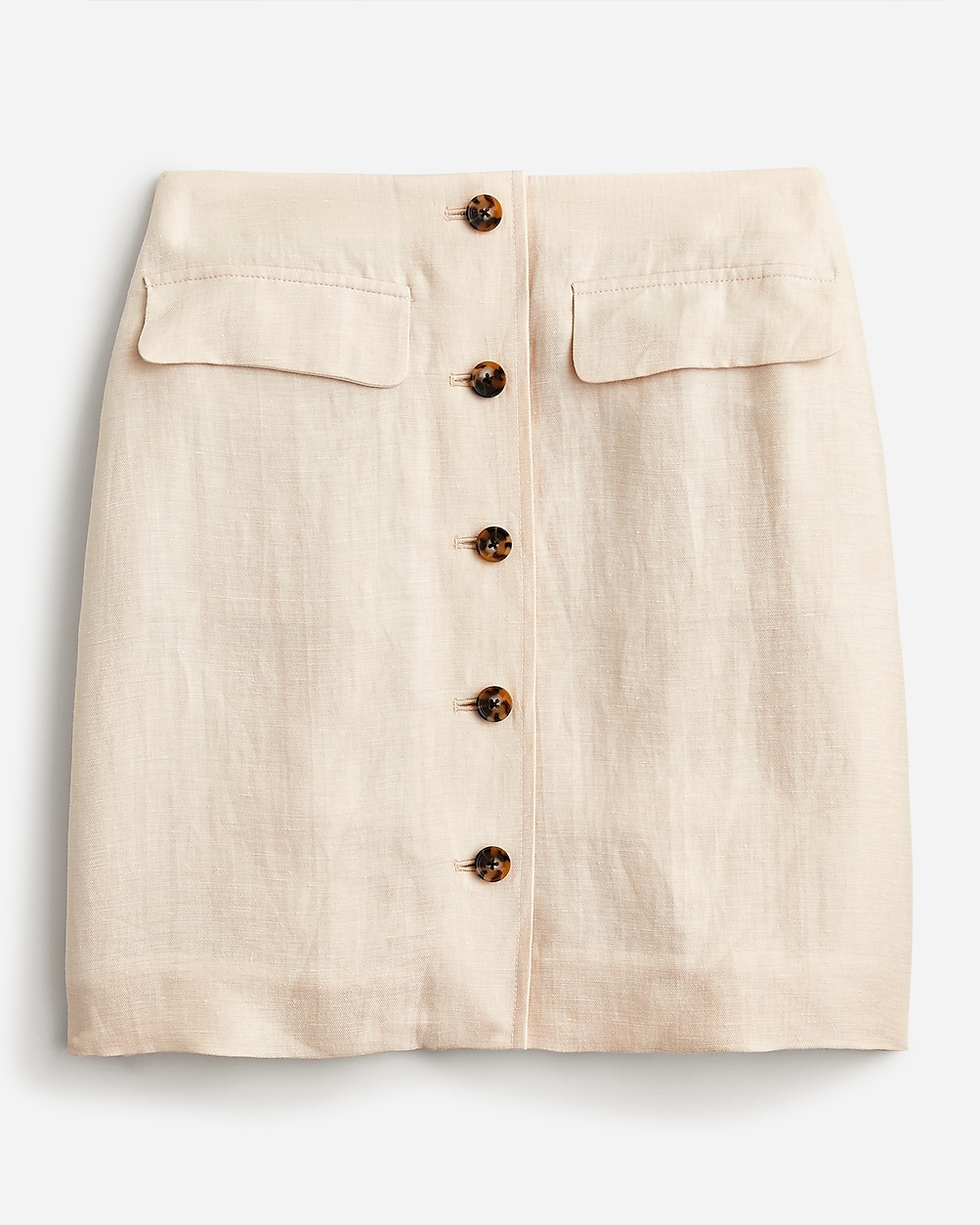 Button-front Linen-cupro Blend Skirt For Women