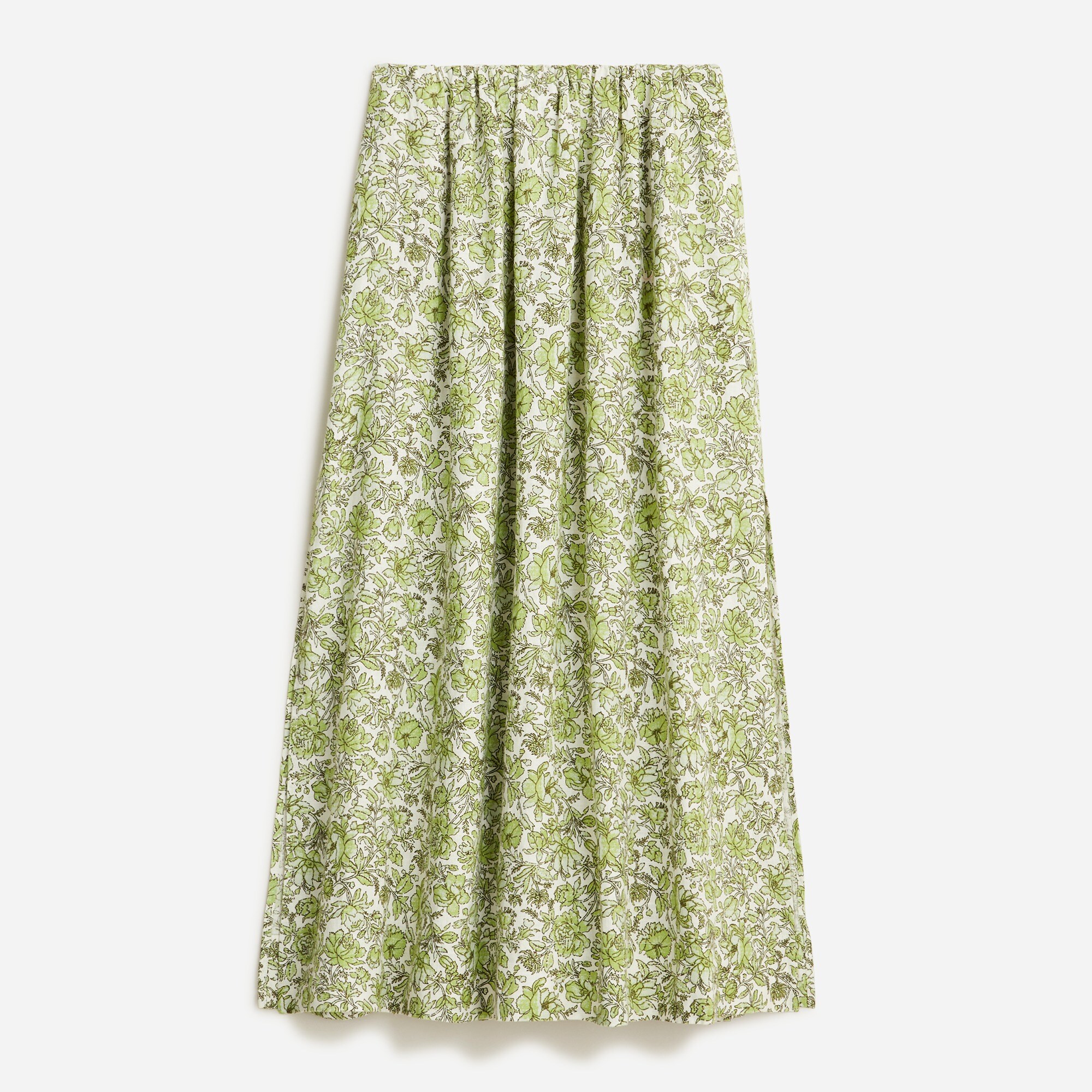 Linen maxi skirt in tossed floral