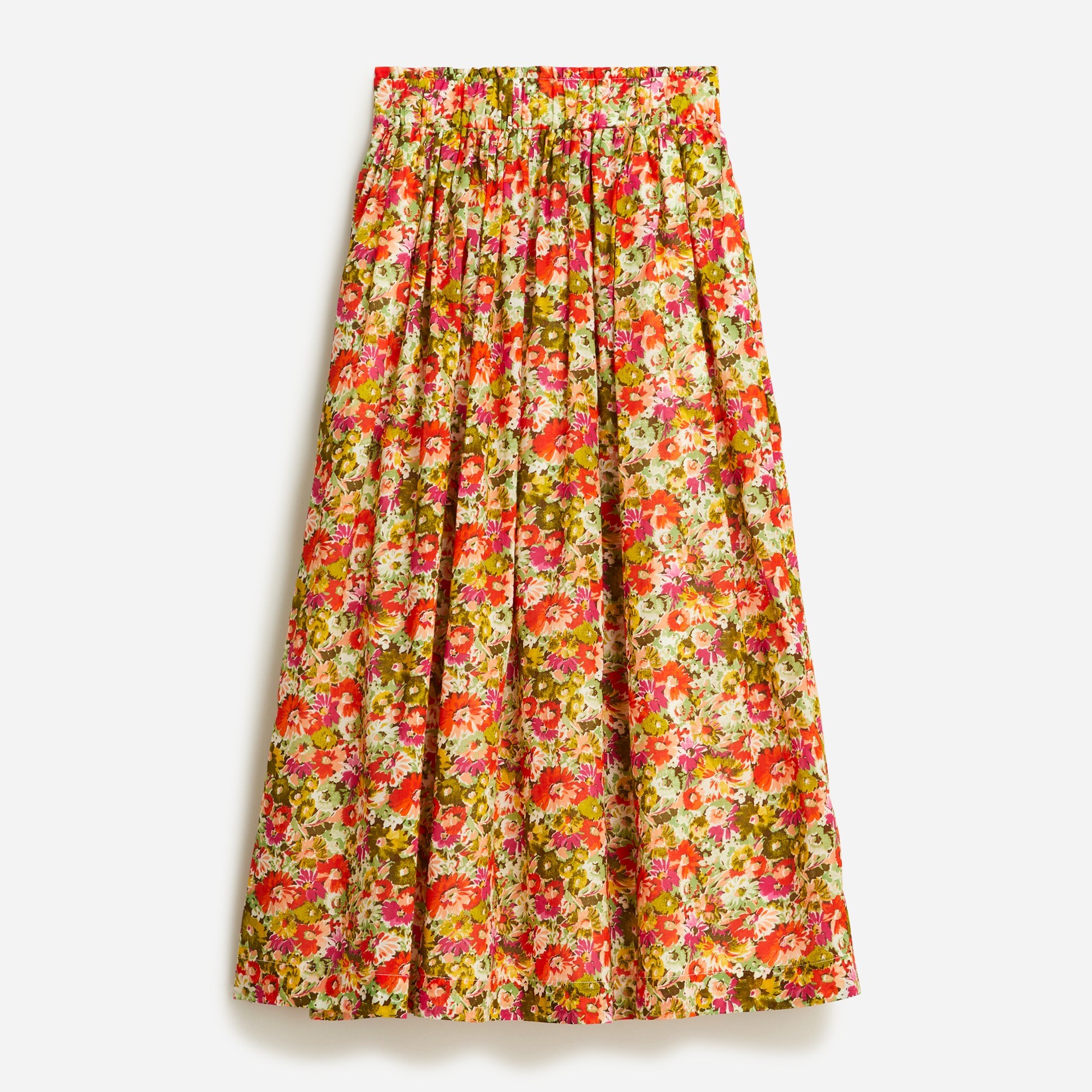 J.Crew: Pull-on Cotton Voile Midi Skirt In Painterly Floral