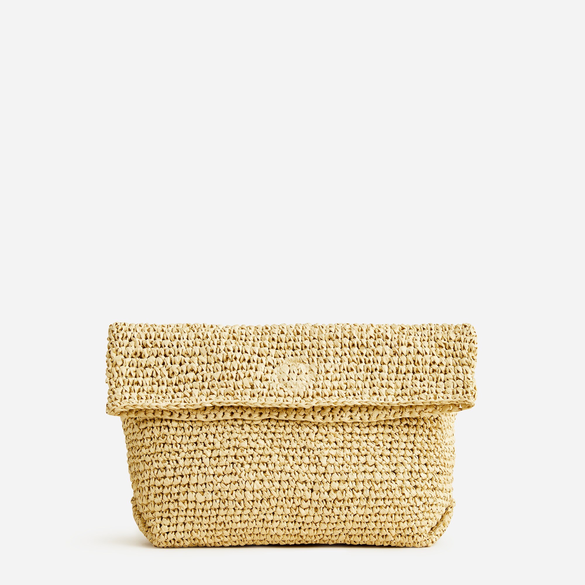 Raffia foldover clutch bag