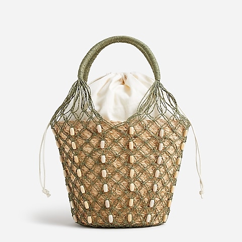 womens Sedona beaded basket bag in straw