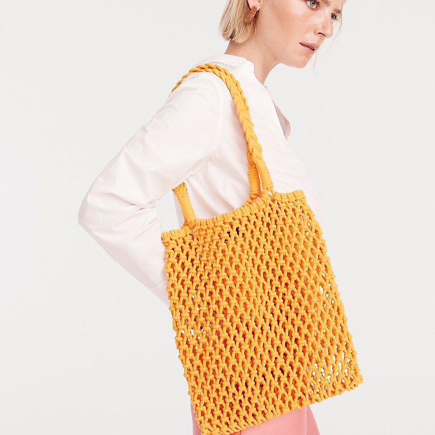 j.crew: cadiz hand-knotted rope tote for women, right side, view zoomed