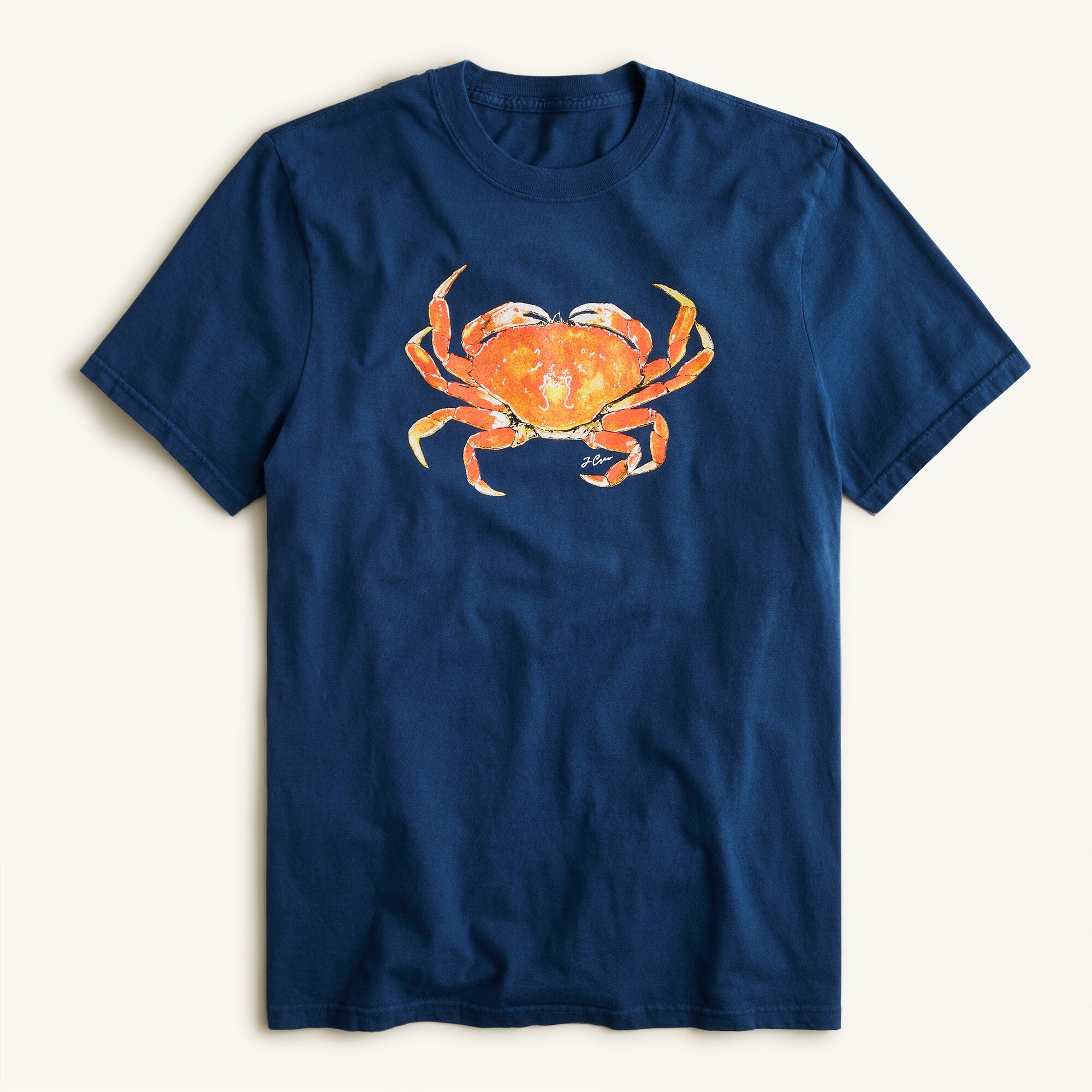Made-in-the-USA watercolor crab graphic T-shirt
