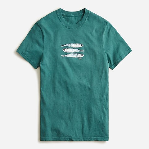 mens Made-in-the-USA watercolor sardine graphic T-shirt