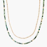 Two-layer gold necklace with multicolor beads