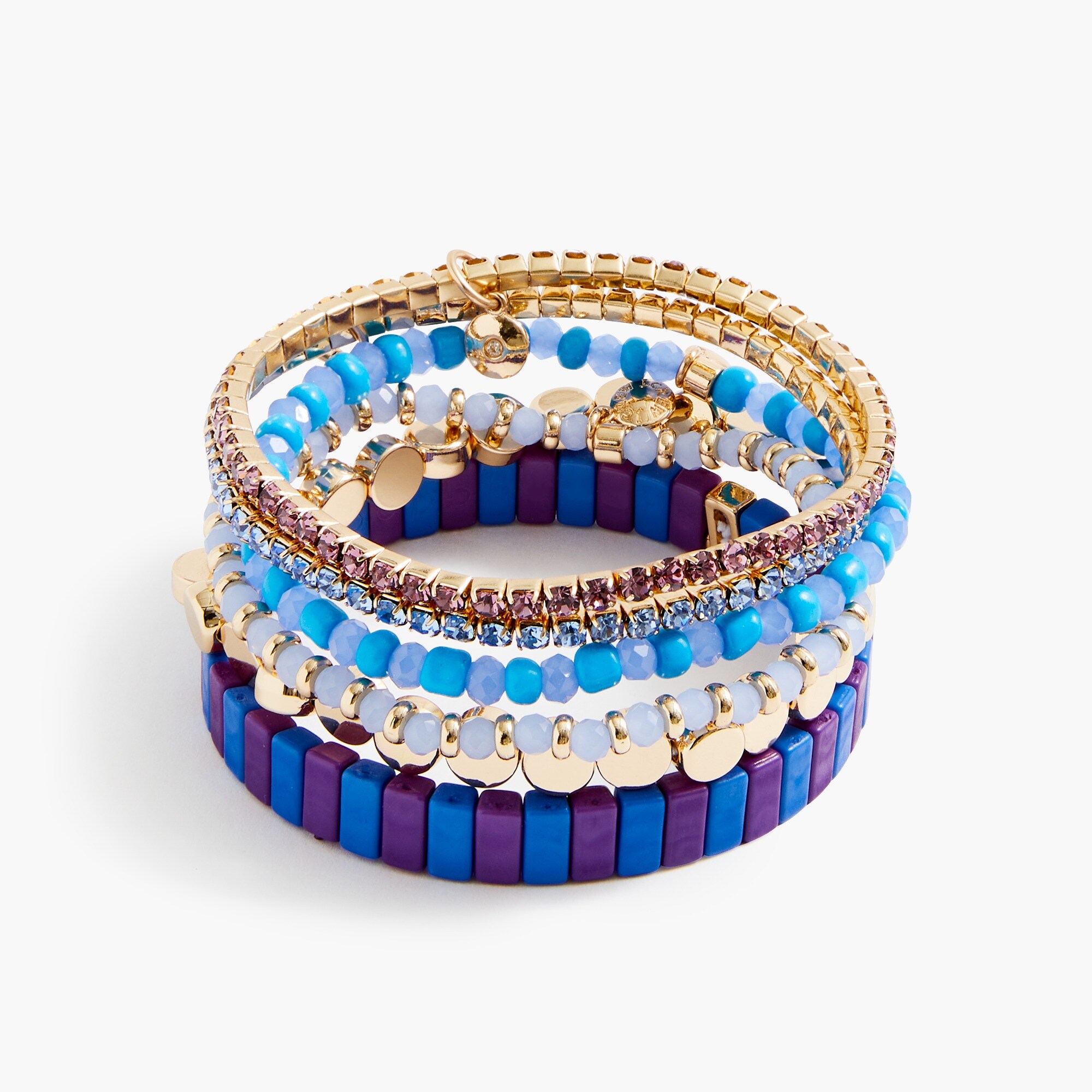 Gold bracelets set with beads