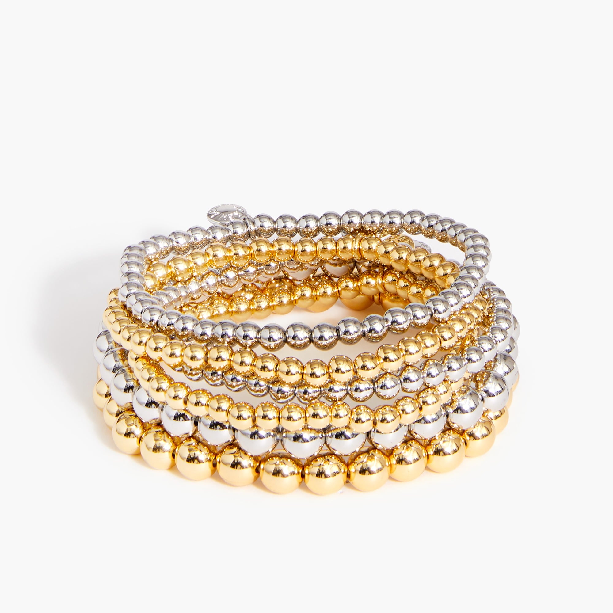 Gold beaded bracelets set-of-six