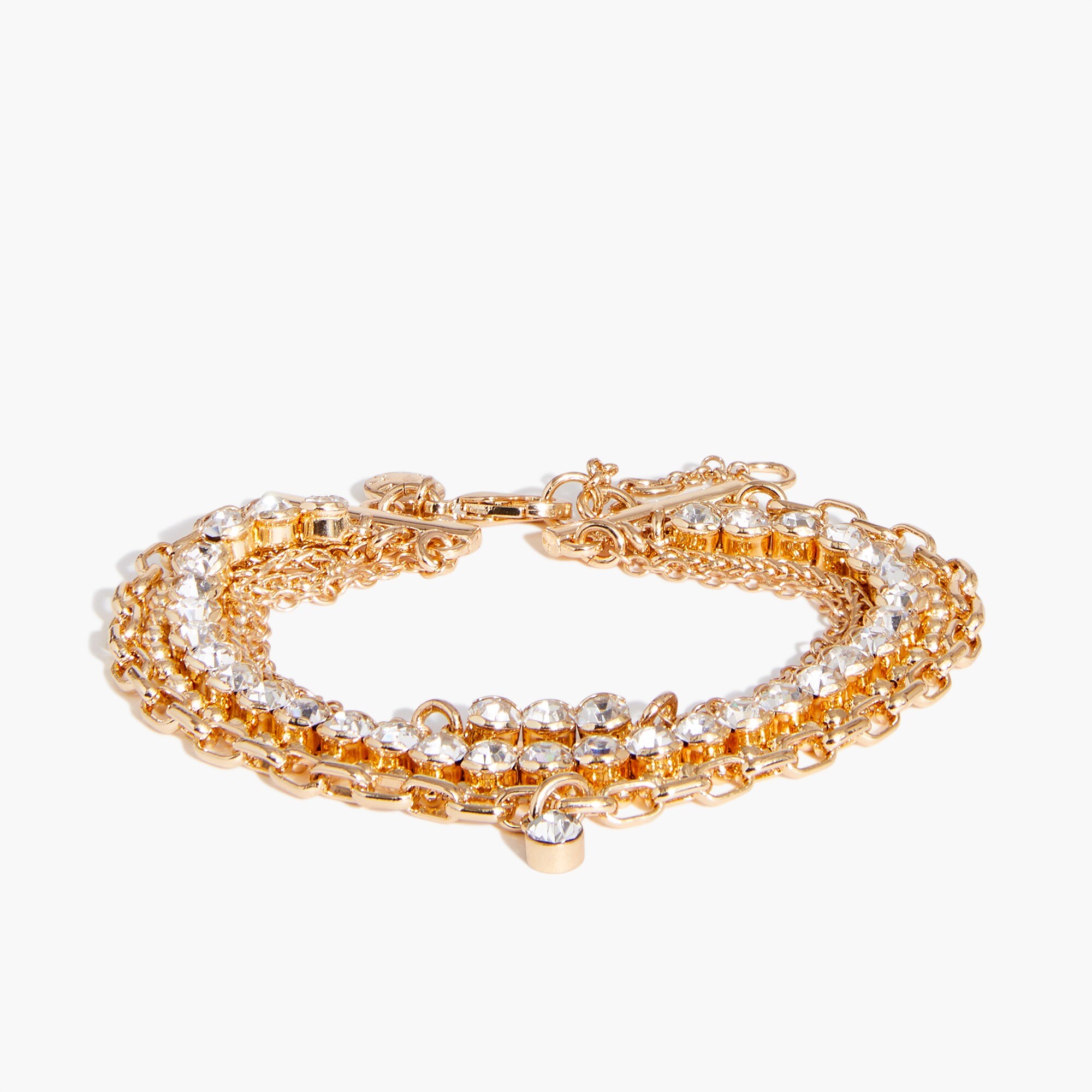 Gold bracelets with rhinestones set-of-five