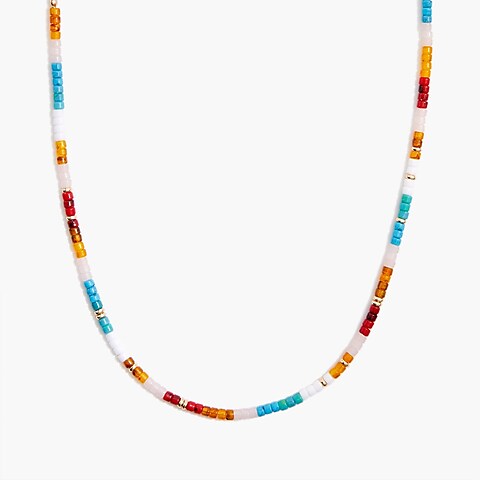  Two-layer multicolor beaded necklace