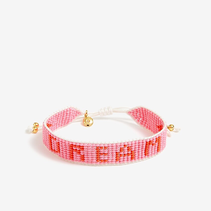 factory: beaded phrase bracelet for women, right side, view zoomed