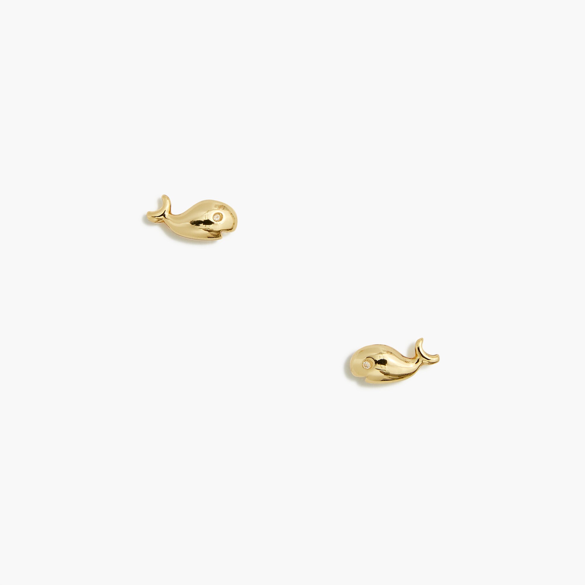 Gold whale stud earrings